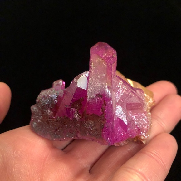 Iridescent Angel Aura Crystal Cluster - Purple & Yellow Quartz - Picture 4 of 8
